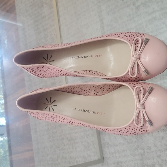 Isaac Mizrahi live wedge heel leather sandals Light baby pink size 9 new - Picture 4 of 8